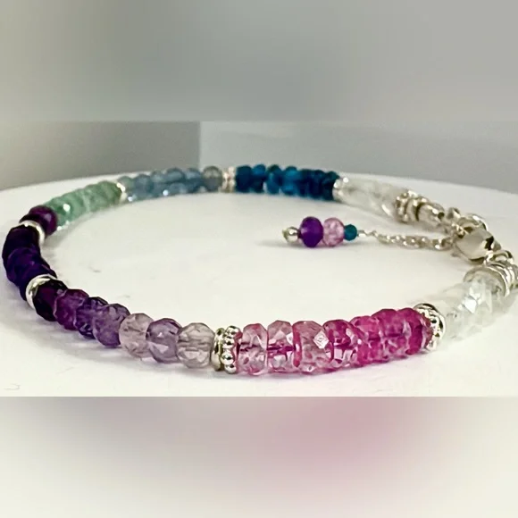 🩷Limited Edition💙•Mystic London & Pink Topaz Bracelet – Sterling Silver - Picture 2 of 3